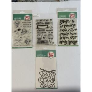AVERY ELLE 3 photopolymer STAMPS & 1 custom steel DIES sets (lot of 4 ) USA made